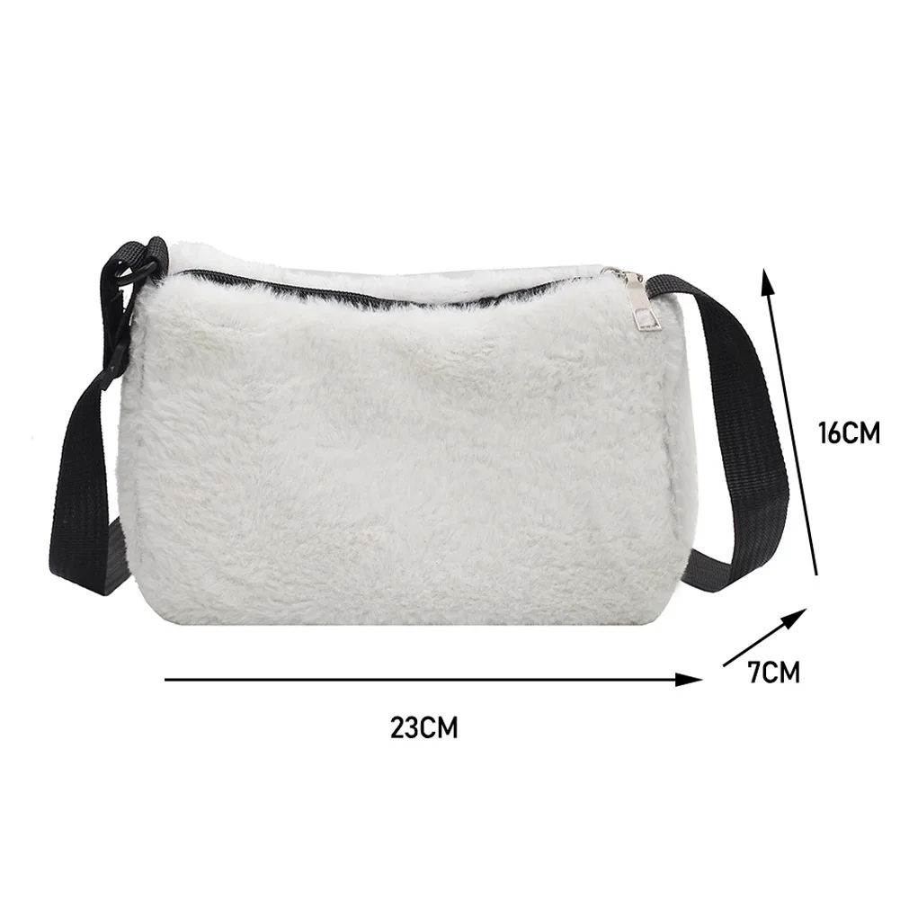 

Faux Fur Winter New Fashion Shoulder Bag for Women 2021 Soft Warm Female Bag Plush Handbag Messenger Crossbody Bag Casual Purses