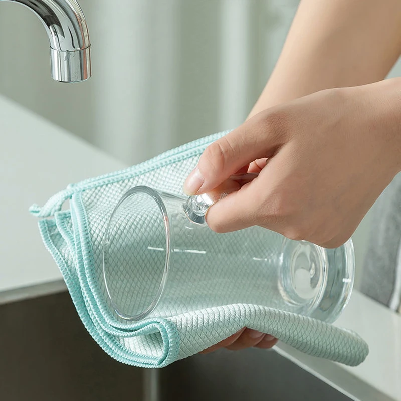 

10pcs No Traces Microfiber Cloth Fish Scale Rag Scrubbing Cloth Set for Cleaning Mirrors Glass Dish Screens Household SDF-SHIP