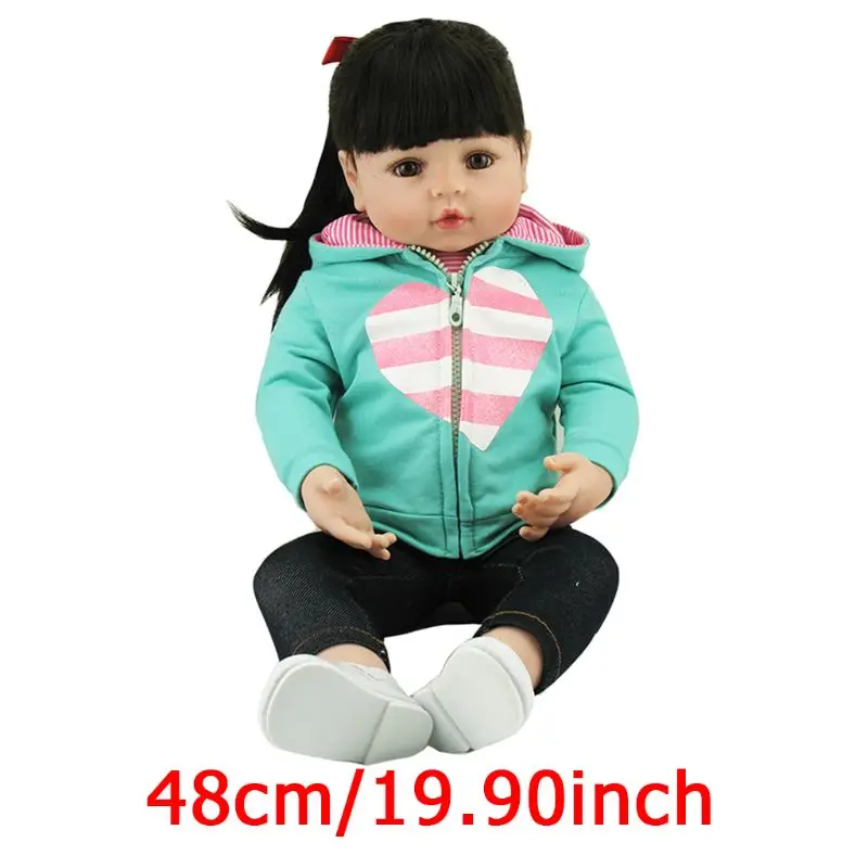 

19in Realistic Soft Silicone Vinyl Newborn Babies Girl Lifelike Handmade Toy For Children Christmas Birthday Gift