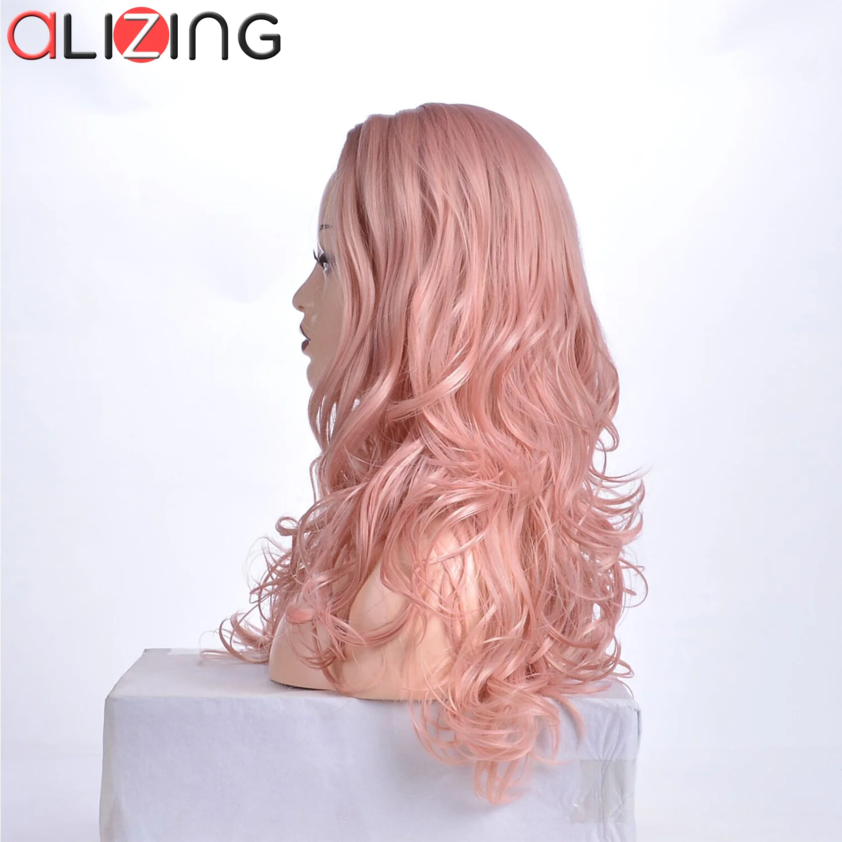 

ALIZING Long Wave Synthetic Wig Natural Daily Hair for Women Coaplay Pink Wigs Heat Resistant Fiber