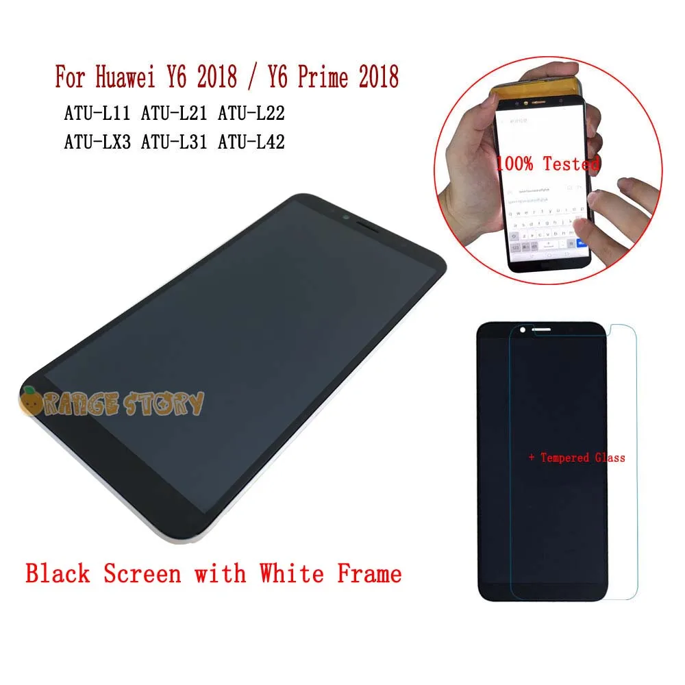 BK LCD White Frame Для huawei Y6 ATU-L21 ATU-LX3 ATU-L31 L11 L22 L42 ЖК-дисплей сенсорный экран Рамка для huawei Y6 Prime закаленное стекло - Цвет: BK LCD White Frame