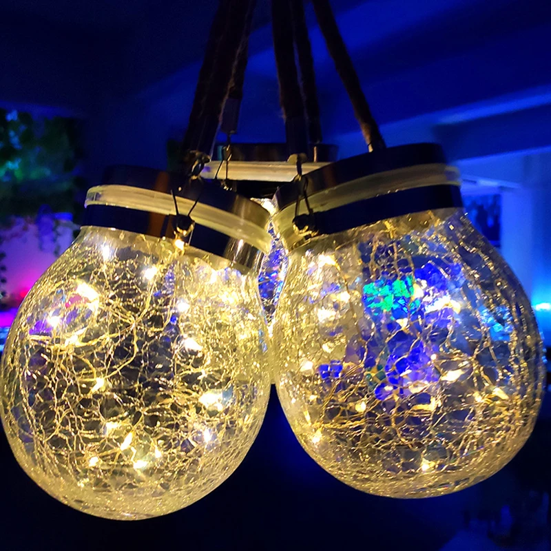 Светодиодный солнечный светильник для газона стеклянная люстра с трещинами