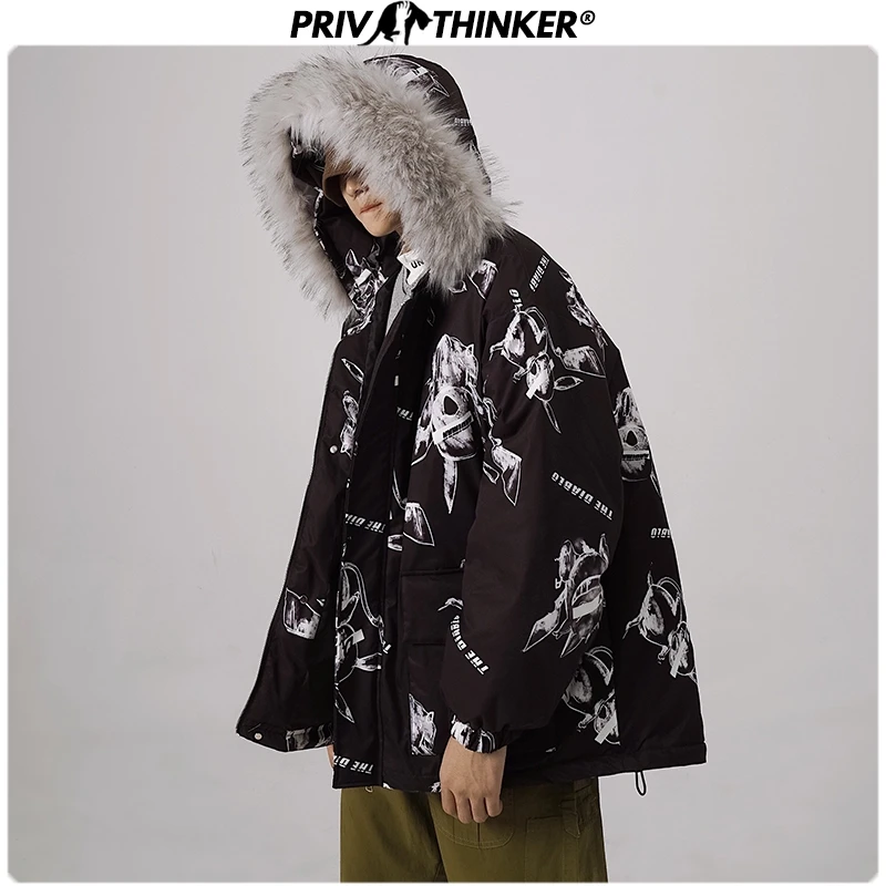 Privathinker, Женская куртка с принтом Харадзюку,, зимняя парка с капюшоном, пальто, женская теплая куртка, Женская утолщенная модная верхняя одежда, Winderbreak
