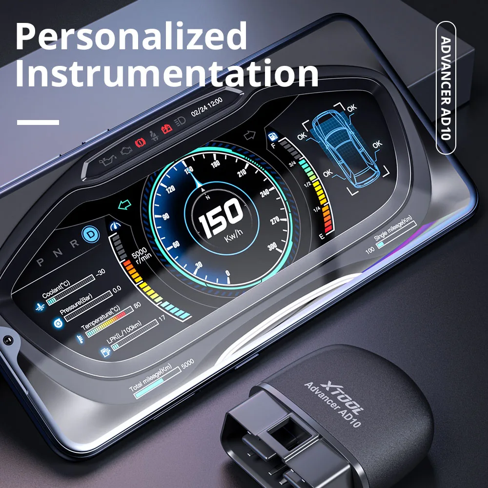 Диагностический сканер XTOOL AD10 OBD2 Bluetooth считыватель кодов с разными показателями