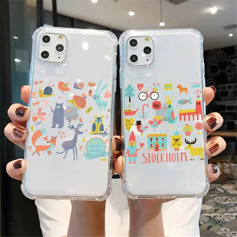 

Cute animal illustration Phone Case For iPhone X XS MAX 6 6s 7 7plus 8 8Plus 5 5S SE 2020 XR 11 11pro max Clear funda Cover