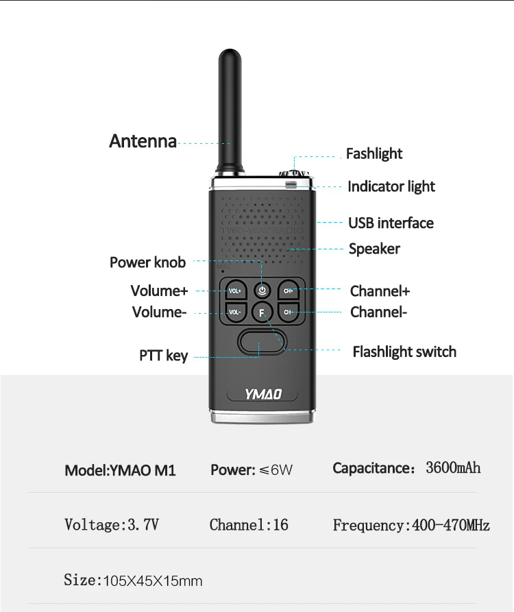 6 шт.) YMAO M1 портативная рация 6 Вт высокомощная UHF портативная ветчина фонарик радио коммуникатор КВ трансивер