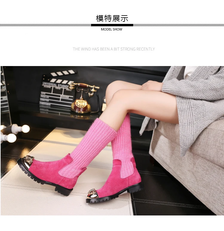 Botas Mujer; зимние вязаные сапоги; женские сапоги до середины икры; Bota Feminina; обувь со стразами; женские эластичные сапоги; Botines Mujer; коллекция года; Zapatos De Mujer