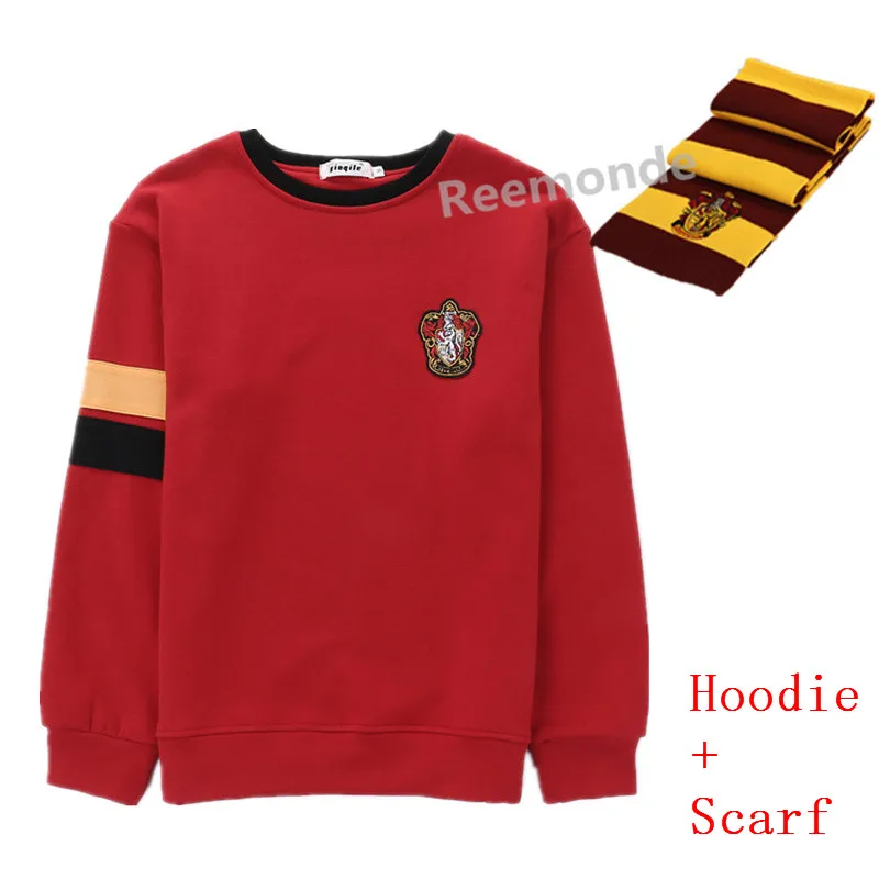 hoodie scarf Ravenclaw Толстовка Косплей Слизерин форменная Толстовка костюм Hufflepuff джемпер шарф Гриффиндор джемпер свитер Гермиона Грейнджер - Цвет: hoodie scarf