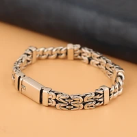 retrosen silver double row keel pattern and peace personality men women bracelet tide carved classic distressed accessory