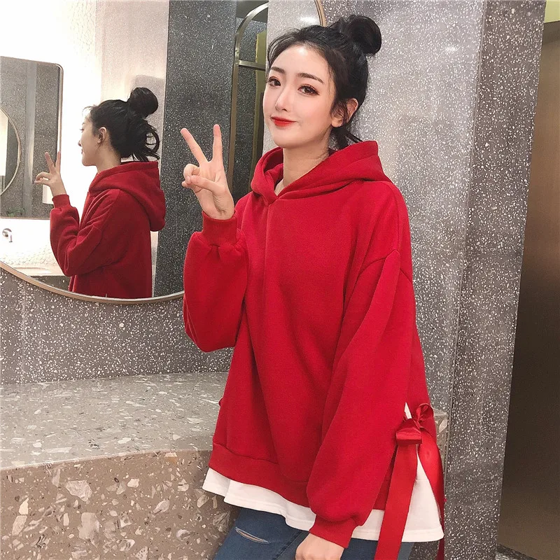 Hoodies Women Hooded Solid High Quality Warm Korean Style Loose Drawstring Harajuku Womens Casual Students Thicker Velvet Girls