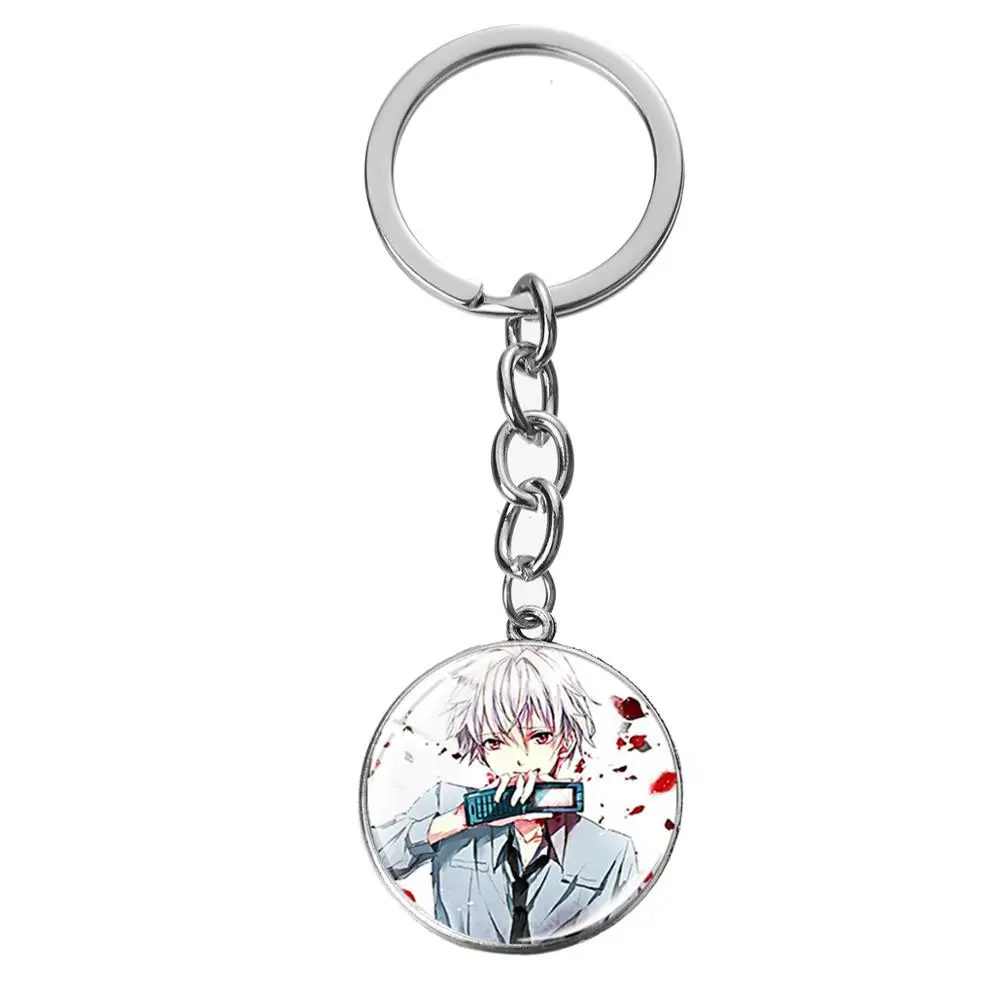 SONGDA Future Diary Mirai Nikki Key Chain Gasai Yuno Cute Pattern Glass Cabochon Hanging Pendant Keychain Japanese Anime Keyring | Украшения