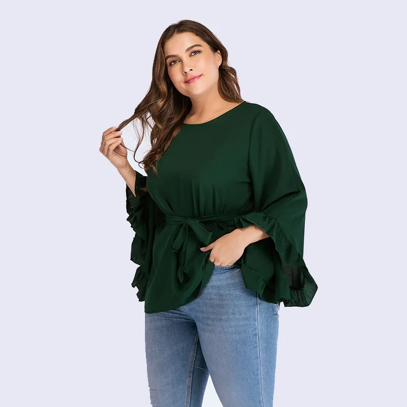 Новинка Сезон весна осень Размера плюс Топы для женщин длинные рукава большого