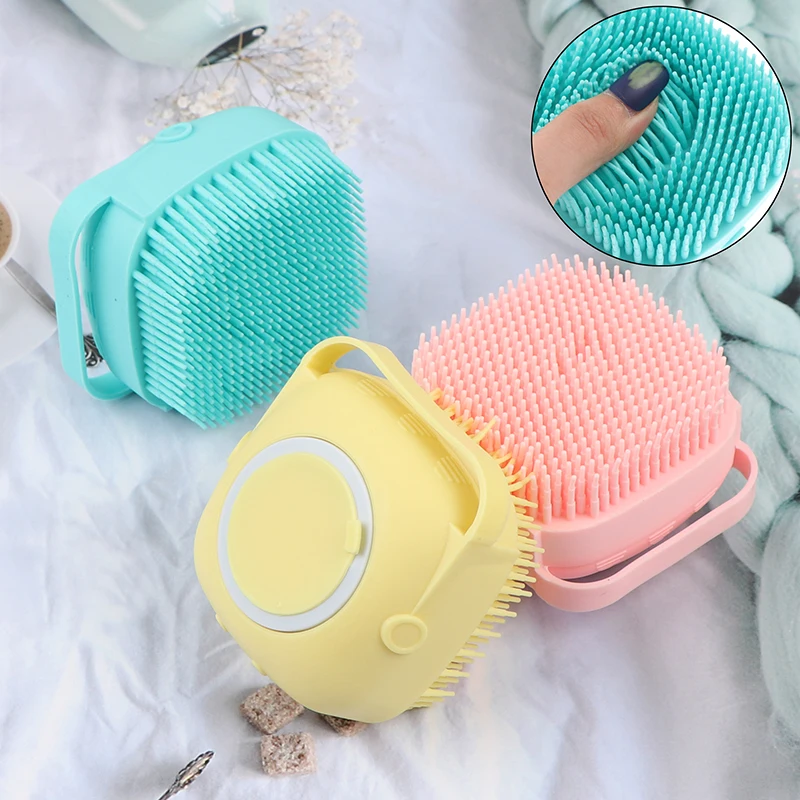 

Bath Brush Silicone Scrubber Dispenser Multifunction Bathroom For Babies Body Cleaning Home