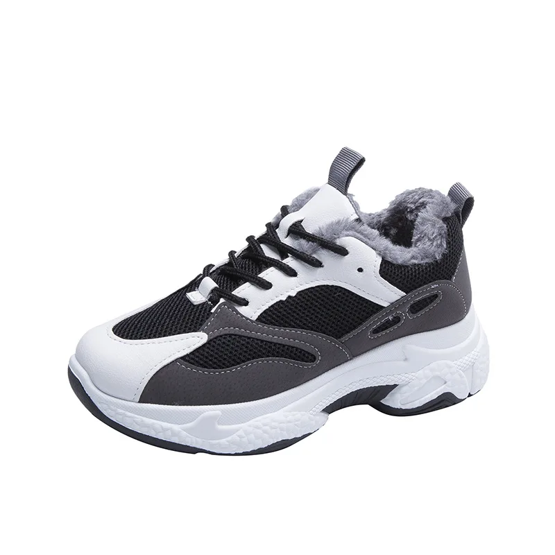 

2019 winter plus velvet thick soles sports shoes white shoes Dad