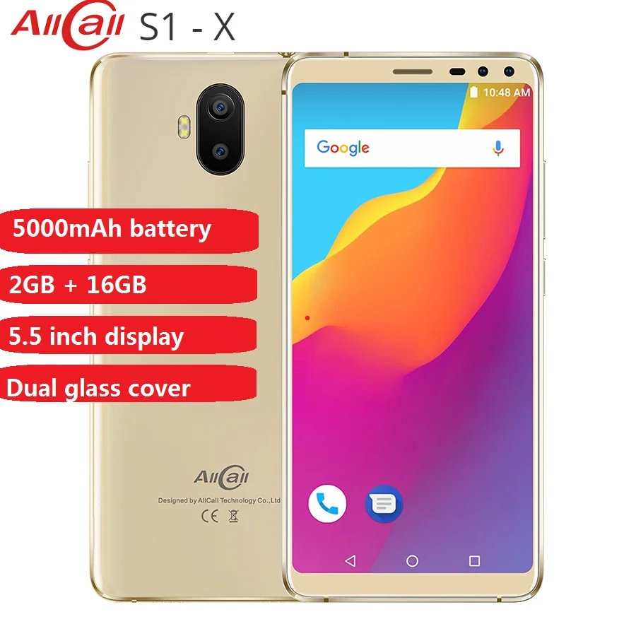 AllCall S1 смартфон с 5 дюймовым дисплеем четырёхъядерным процессором MT6580 ОЗУ 2 Гб ПЗУ