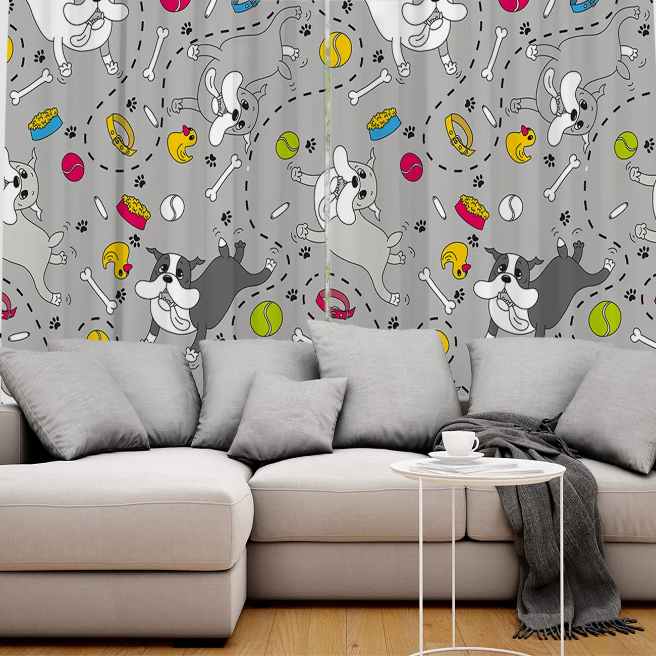 Занавеска на окна с изображением милой таксы из мультфильма утки тканевая