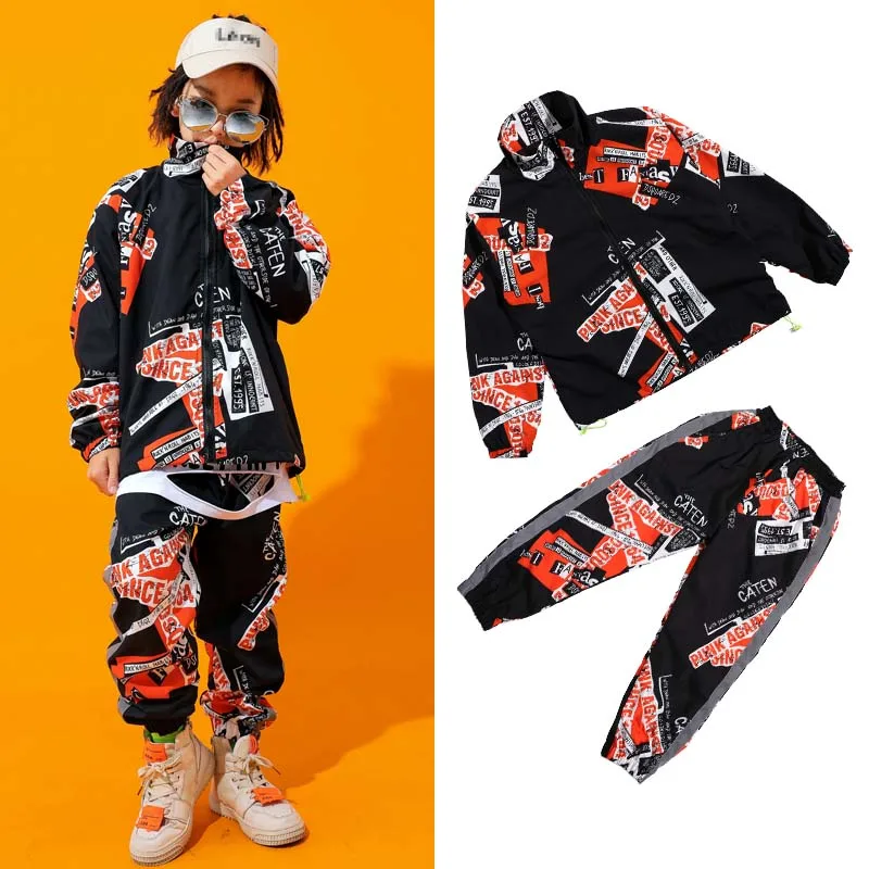 2pcs Children'S Street Dance Costumes Hip Hop Clothing Boys Jazz Dance Costumes Performance Stage Wear Girls Tide Clothes DQS2979 - Цвет: 2pcs