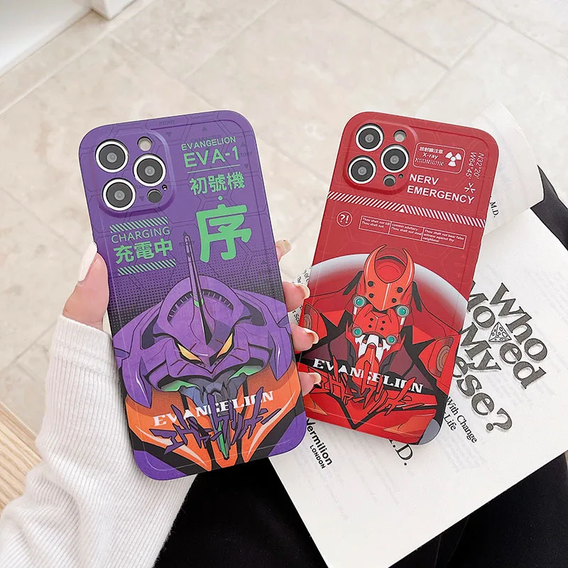 

Neon Genesis Evangelion Anime Eva Case for Apple Iphone 13Pro/12Pro Max 11 XS/XR 7P/8P Cartoon Anti-Fall Fashion Matt Cover Case