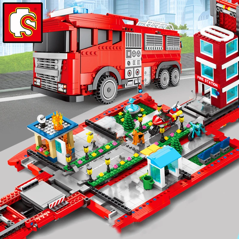 Sembo block creator пожарная станция модель двигателя грузовика строительный комплект