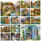 Алмазная вышивка, живопись, сельский дом, пейзаж, искусство, вышивка крестиком, сделай сам, украшение для дома, подарок, полностью Квадратный бриллиант, 5D