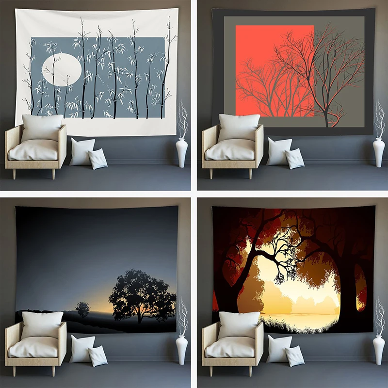 

One Piece Beautiful Natural Scenery Printed Hanging Cloth Elegant Forest Wall Hanging Beach Towel Beach Blanket Home Decoration