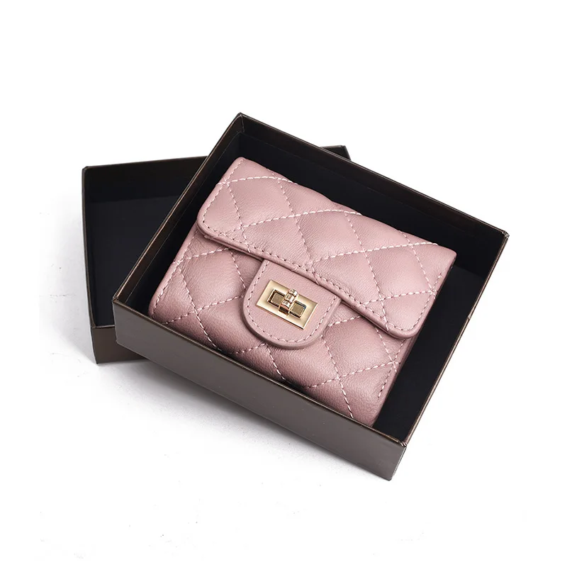 

Folding Wallet Women Short Wallet Coin Purse Simple Rhombus Large Capacity Sheepskin Wallet Card Bag Wholesale Luxury Wallet