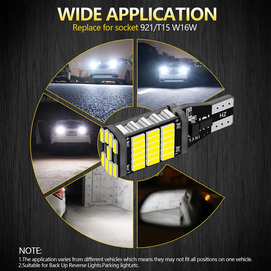 AILEO 6 Вт 1200LM T15 LED W16W 45 SMD 4014 чип автомобильные Canbus лампы заднего хода стоп сигнал