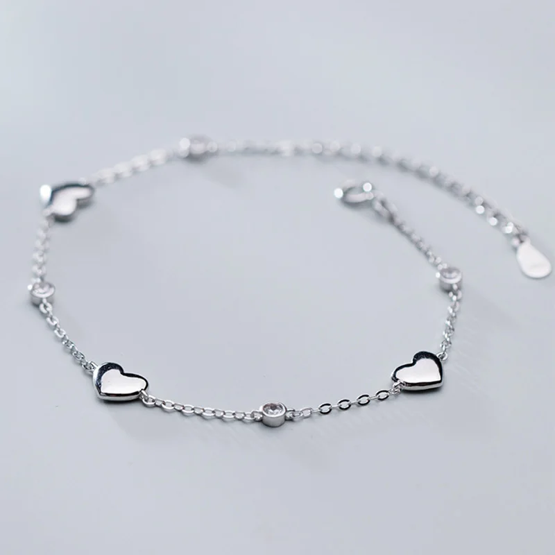 Trustdavis Настоящее серебро 925 пробы Модный милый романтичный браслет с сердцем