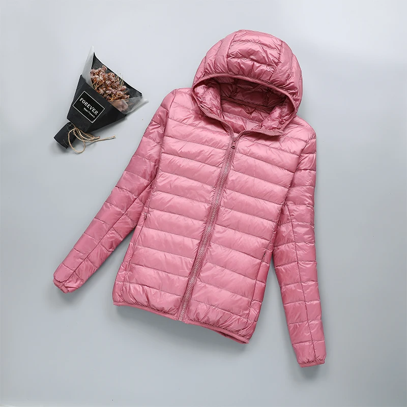 Женский ультралегкий тонкий пуховик большого размера Осень-зима 2020 облегающее