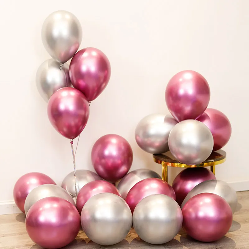 silver pink 30/50/100 шт Металлические жемчужные латексные шары для свадьбы, дня рождения настольная лампа для украшения детского душа для мальчиков и девочек, украшения для девичника расходные материалы - Цвет: silver pink
