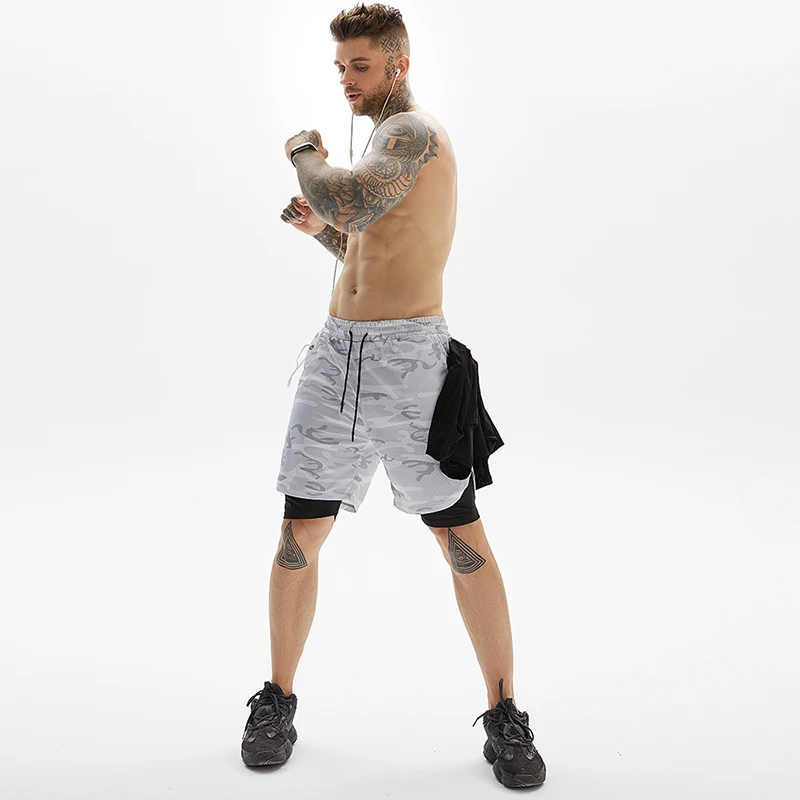 

2021 Summer Running Shorts Men 2 in 1 Sports Jogging Fitness Shorts Training Quick Dry Mens Gym Men Shorts Sport gym Short Pants