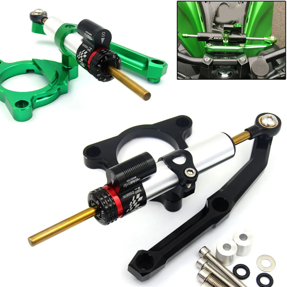

Motorcycles CNC Aluminum Adjustable Steering Stabilize Damper Bracket Mount Kit For Kawasaki Z800 Z 800 2013 2014 2015 2016