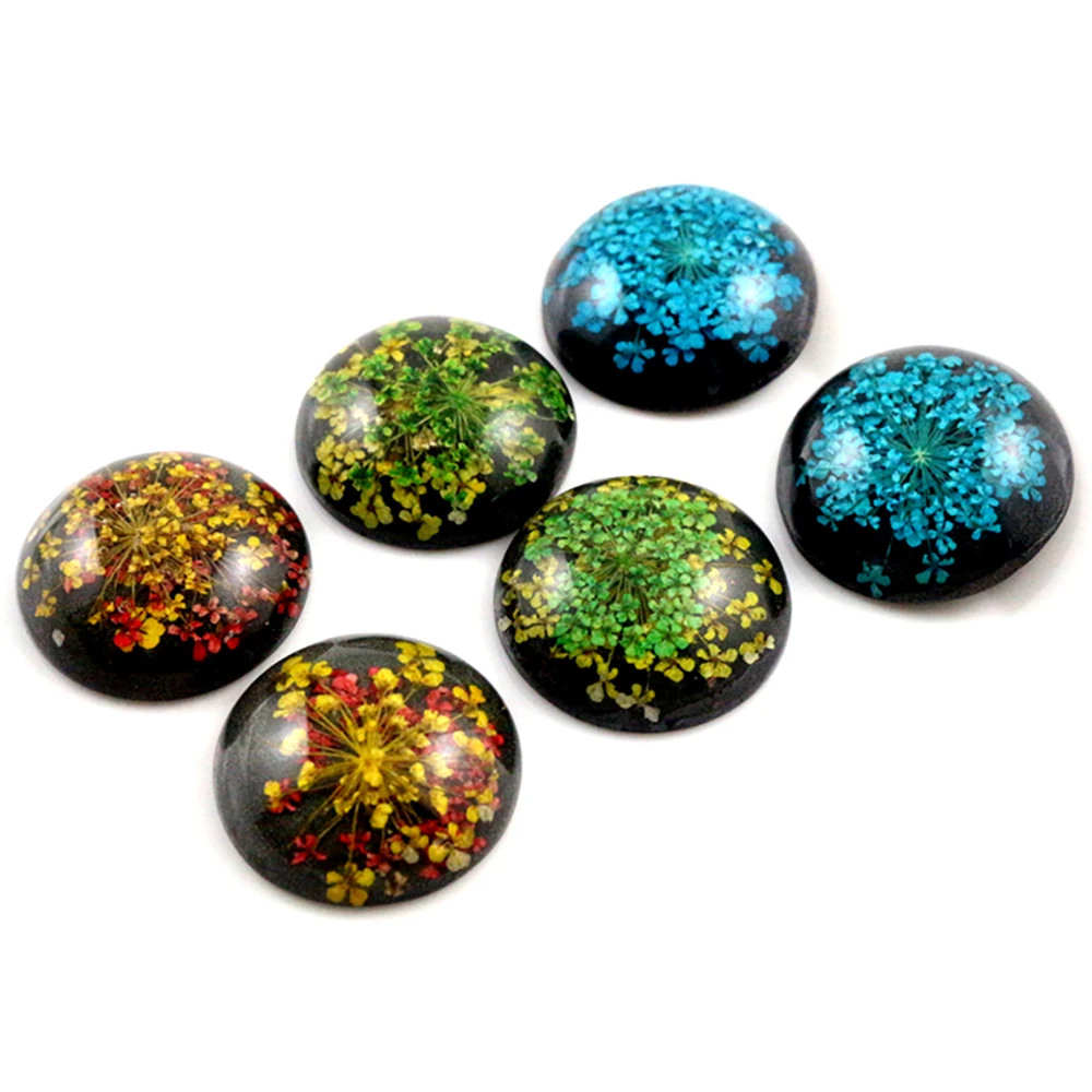 5 шт. Натуральные сушеные цветы с плоской задней стороной 25 мм 3 вида | Украшения и