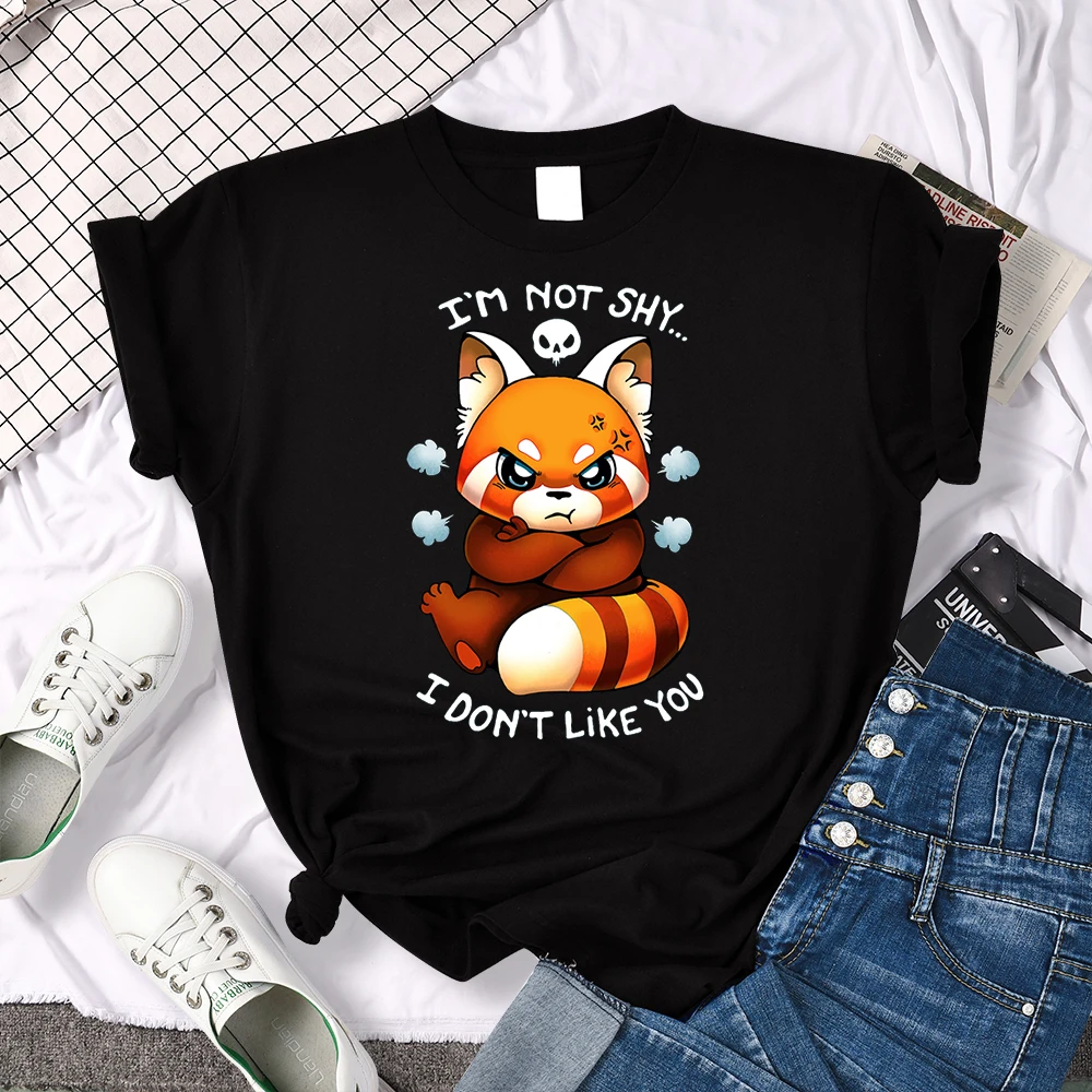 

Korean Style Trend Short Sleeve Tops Harajuku Kawaii Tshirt For Women T-Shirts Very Angry Civet Cartoon Image Cat Woman Tshirt