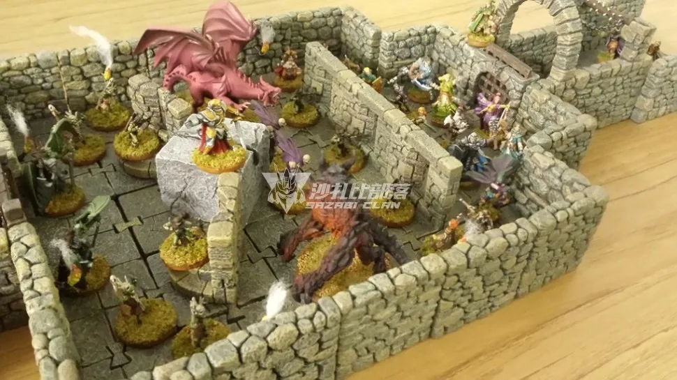 3D печать TRPG замок подземелья стартер расширения местности Стены Двери углов