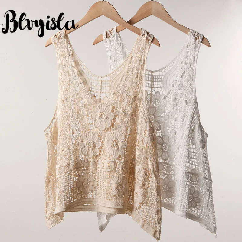 Женский вязаный жилет Blvyisla летний топ с v образным вырезом и цветочным принтом