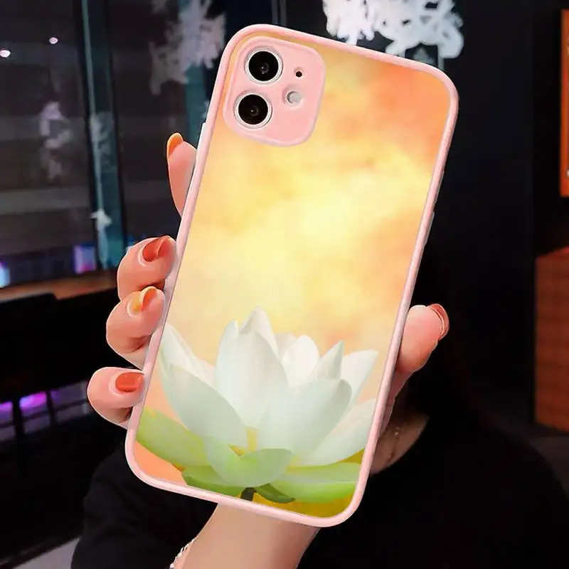 

Lotus Flowers Phone Case Matte transparent For Pink iPhone 12 Mini 11 Pro XR XS Max 7 8 Plus X Back Cover