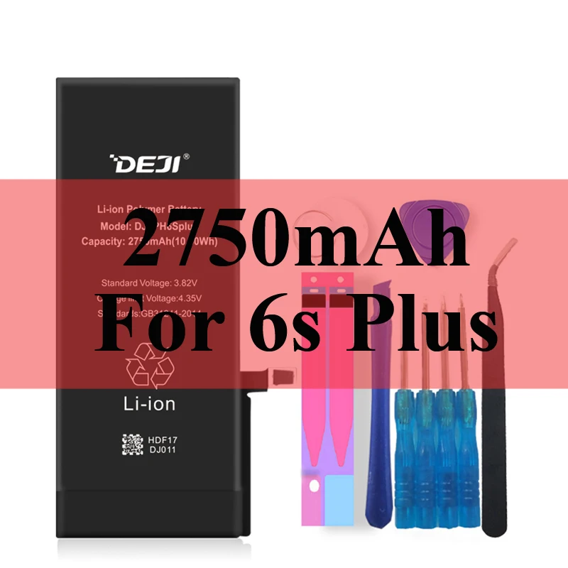 2750mAh For 6s Plus Deji Аккумулятор для Apple iPhone 5S SE 6 6s 7 4s 5 8 X SE 6Plus 6sPlus 8Plus Plus iPhone7 1430mAh-3410mAh сменный литий-полимерный батарея+бесплатный инструмент для Apple iPhone 5s SE 6 6s 7 Мобильный телефон батарея - Цвет: 2750mAh For 6s Plus