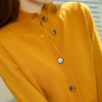 high end spring and autumn 100 pure wool single breasted cardigan sweater womens fashion loose knitted cardigans girl