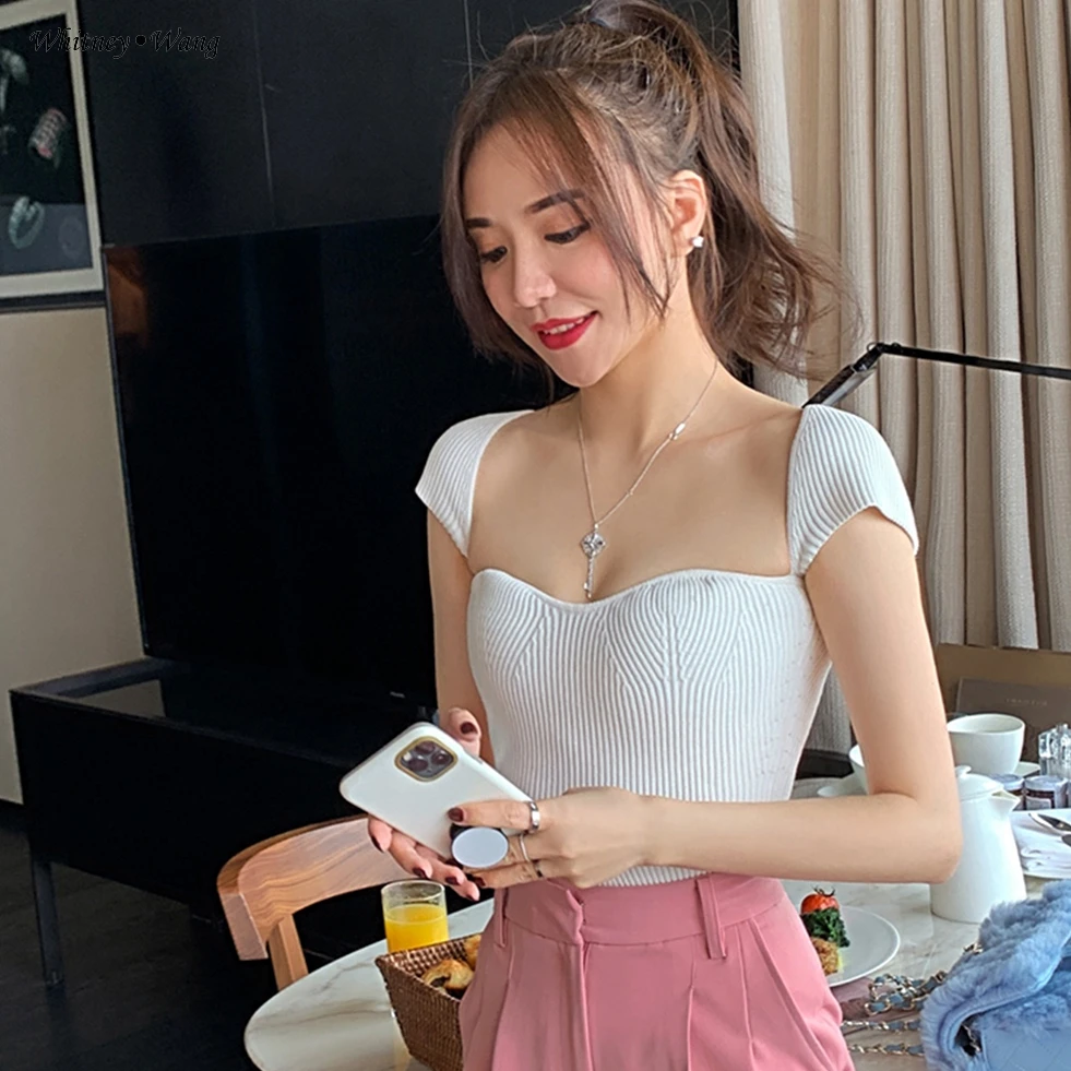 WHITNEY WANG 2020 Весенняя модная уличная одежда сексуальная облегающая вязаная