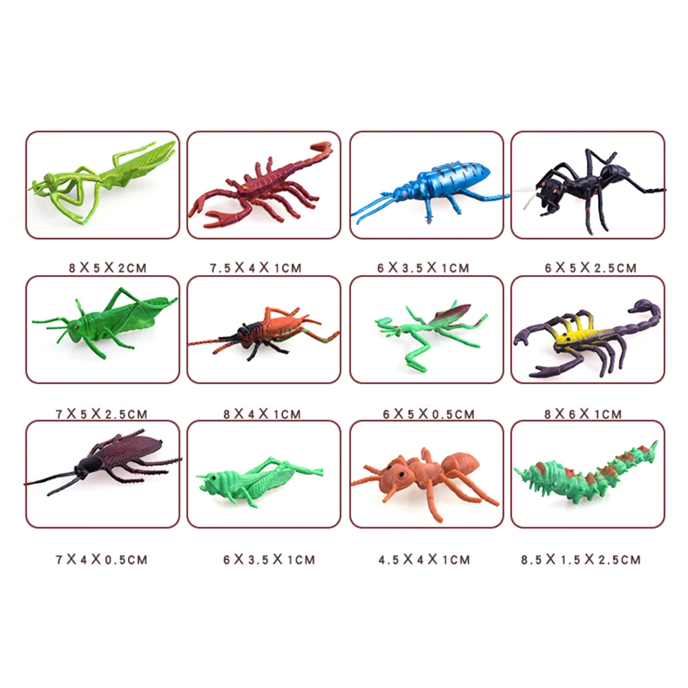 12Pcs High Simulation Insect Animal Model Kids Early Education Toy Miniature Garden Decor figures figurines set