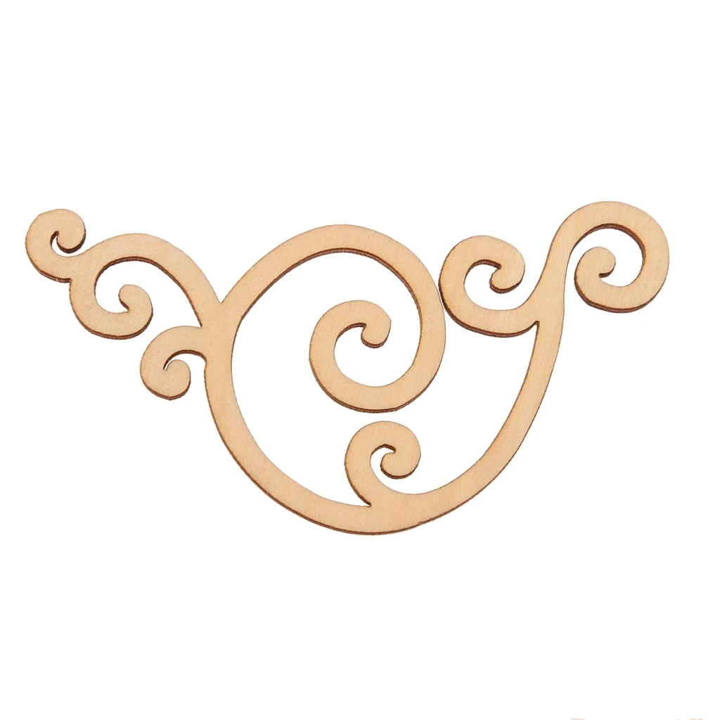 

8pcs Unfinished Wood Cutout - Flourish Vine Wooden Shape Art Craft for Scrap Booking Christmas Wedding Decor