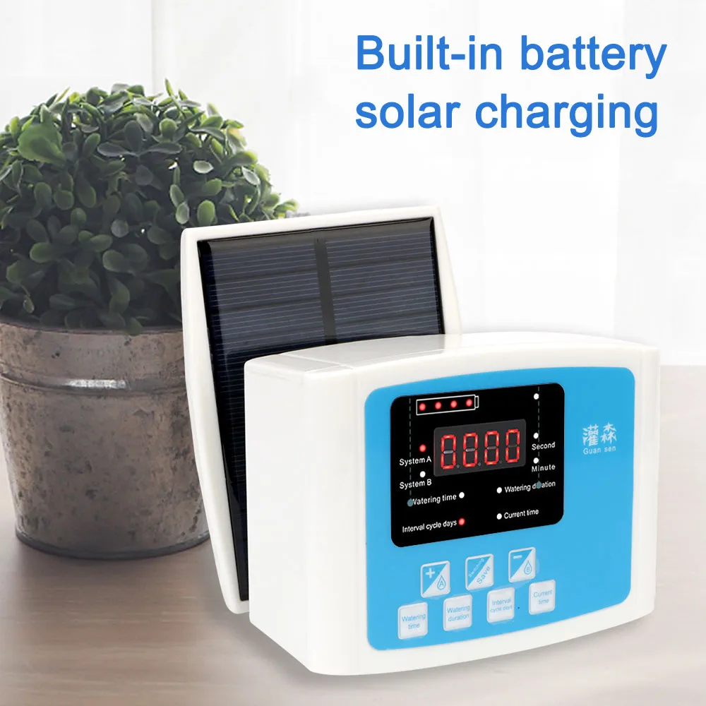 1/2 Pump Intelligent Drip Irrigation Water Pump Timer System Garden Automatic Watering Device Solar Energy ChargingPotted Plant