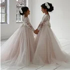 Платье с вырезами на спине для девочек, свадебное платье с цветочным узором для мальчиков, элегантное банкетное платье с цветочным узором, 2021