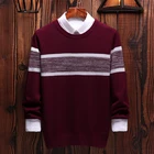 Мужские свитера с круглым вырезом, пуловеры в полоску, хлопковый свитер в японском стиле с длинным рукавом для мужчин, осень 2019