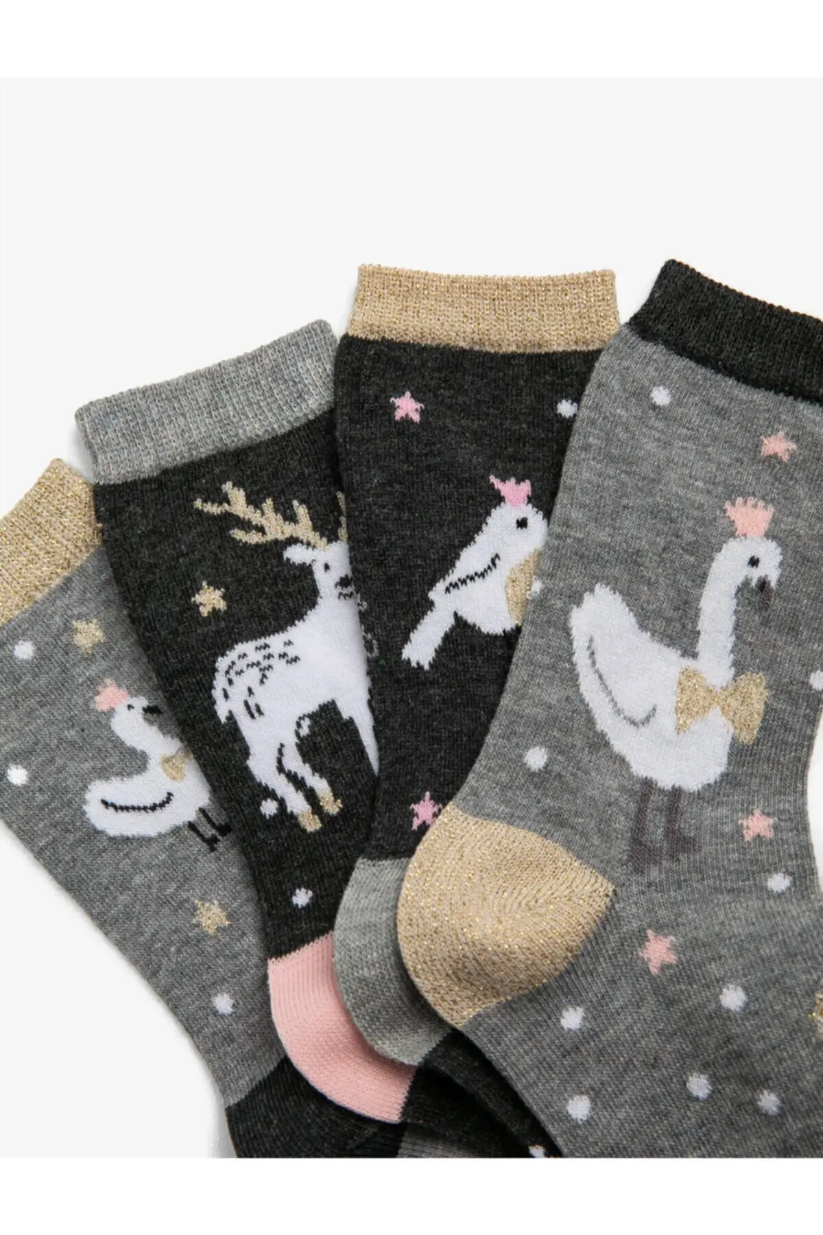 

Girls Kids Cotton Patterned Stockings Set 4'l