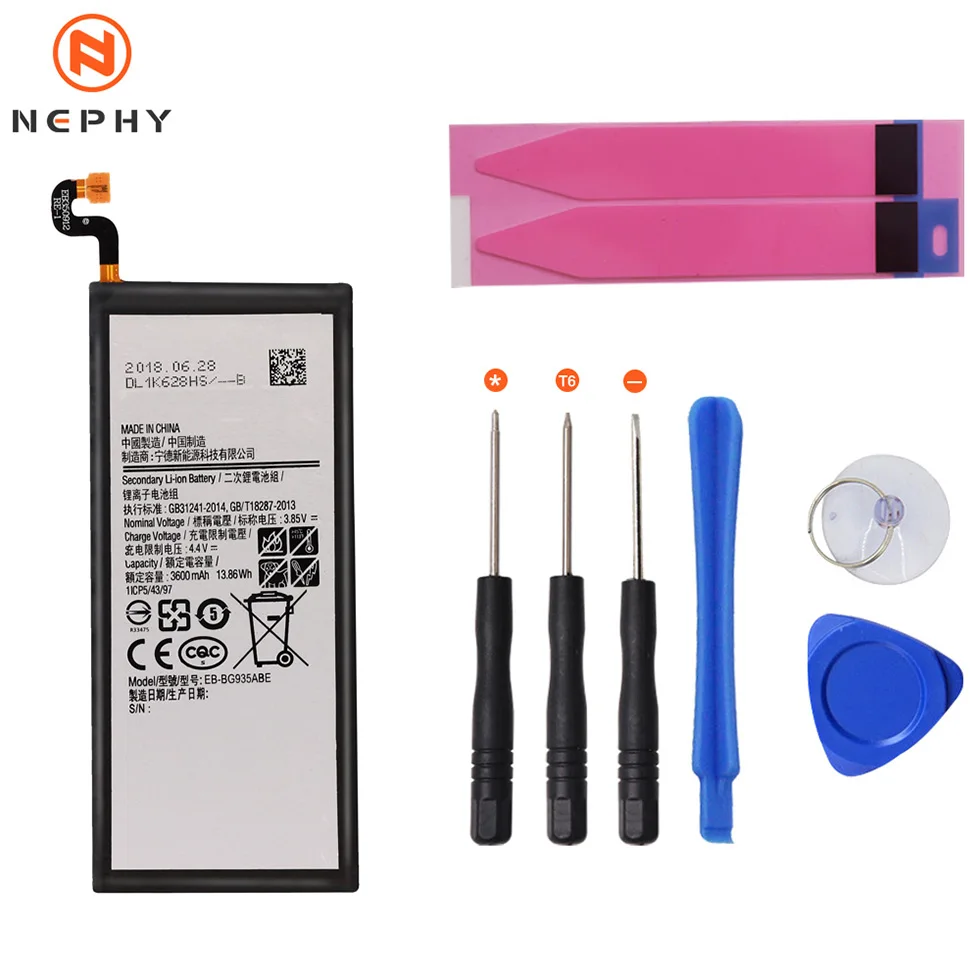 S7 Edge 3600mAh Nephy происхождения Батарея для Samsung Galaxy E5 E7 C7 S7 край SM-E500F E500H E700F E700H G930F G930FD G935F G935FD Duos телефон заменить - Цвет: S7 Edge 3600mAh