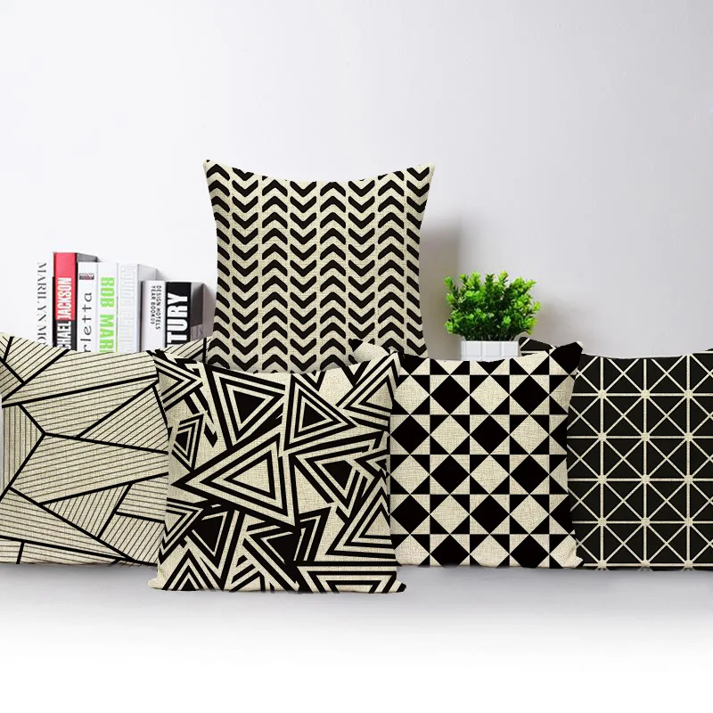 

Rhombus Pillow Covers Geometry Pattern Linen Cushion Cover Home Decorative Pillow Case 45x45cm