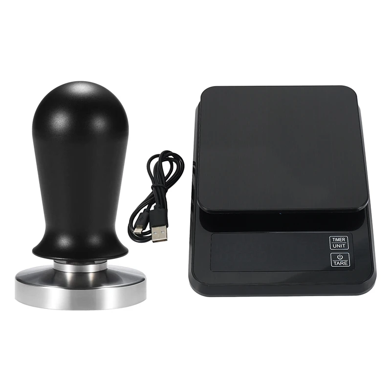 

Hand Punch Timing Coffee Scale Electronic Scale 5Kg/0.1G With 58Mm Calibrated Pressure Espresso Tamper Tool 30Lbs Press