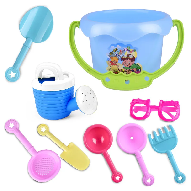 

Random Color 9Pcs Kids Sand Beach Toys Castle Bucket Spade Shovel Rake Water Tools Set For Kids Toys Good Gift to Kids